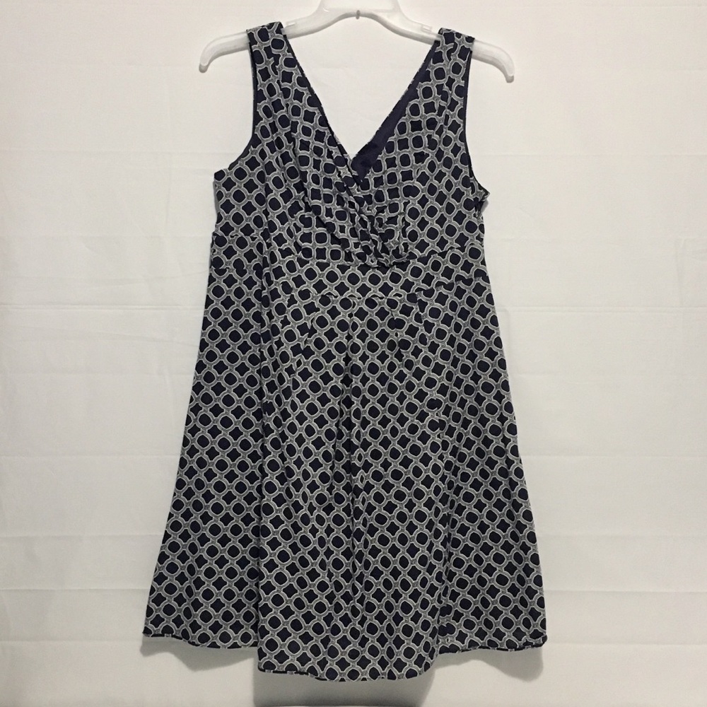 Land’s End Navy Blue & White Dress Womens 16